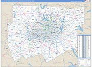Dallas-Fort Worth-Arlington Metro Area Wall Map Basic Style